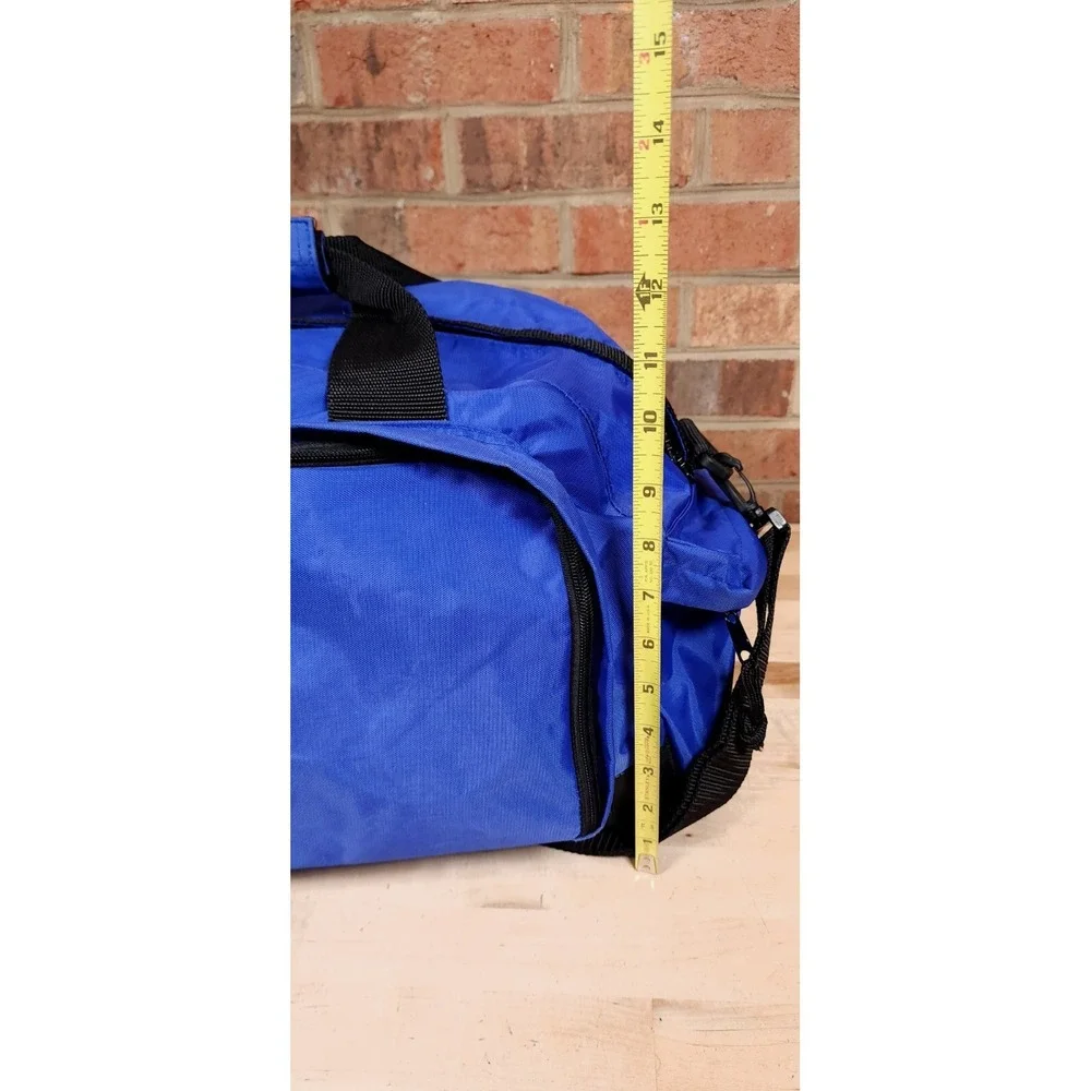 STP Oil Swingster Blue Black Duffle Gear Bag Travel Vintage